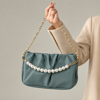 Sea Green Pearl Charm Shoulder Bag
