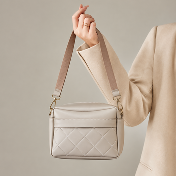 Brown Quilted Crossbody Shoulder Bag