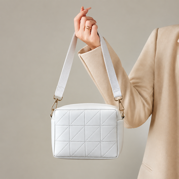 White  Quilted Crossbody Shoulder Bag