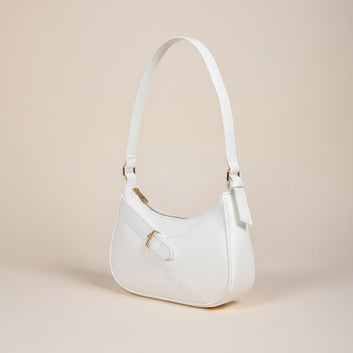 Sleek White Handbag with Gold Accent