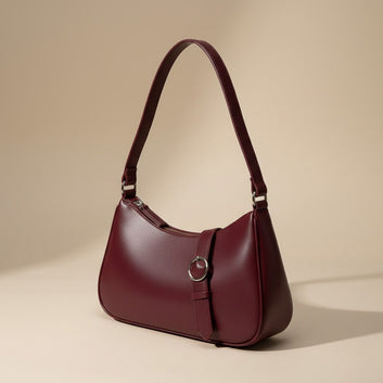 Chic Burgundy Handbag with Stylish Ring