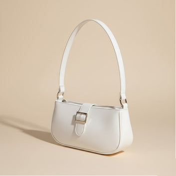 Elegant White Handbag with Chic Buckle